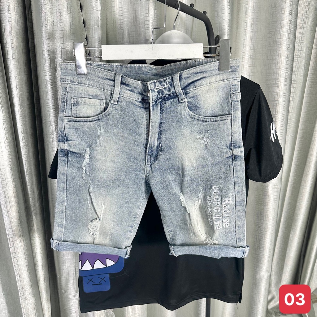 Quần sọt nam, quần jean lửng co giãn màu xanh, bigsize thời trang cao cấp Murafashion SJNA03