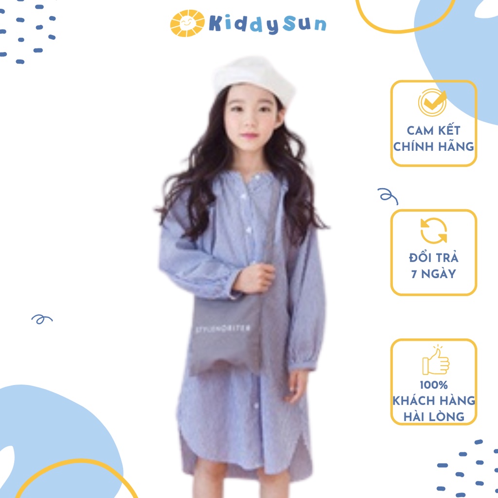 Váy Áo Sơ Mi Dài Tay Kiddy Sun Cho Bé Gái Phong Cách Hàn Quốc Chất Liệu vải Elastance co dãn tốt V39