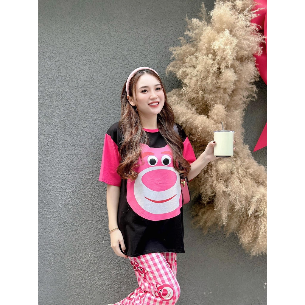 Set bộ gấu dâu chất thun thái cao cấp cho bạn nữ mặc đi chơi, ở nhà thoải mái siêu xinh