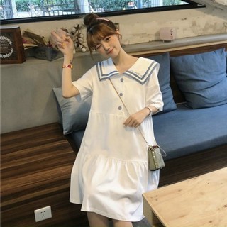 Đầm váy freesize babydoll trắng thuỷ thủ