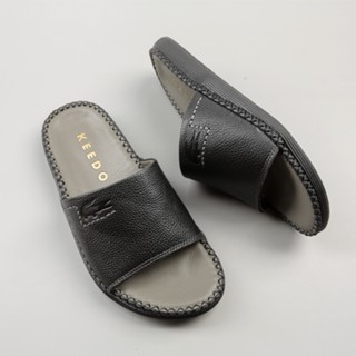 Dép nam may sẵn da thật quai ngang cao cấp KEEDO CU-082