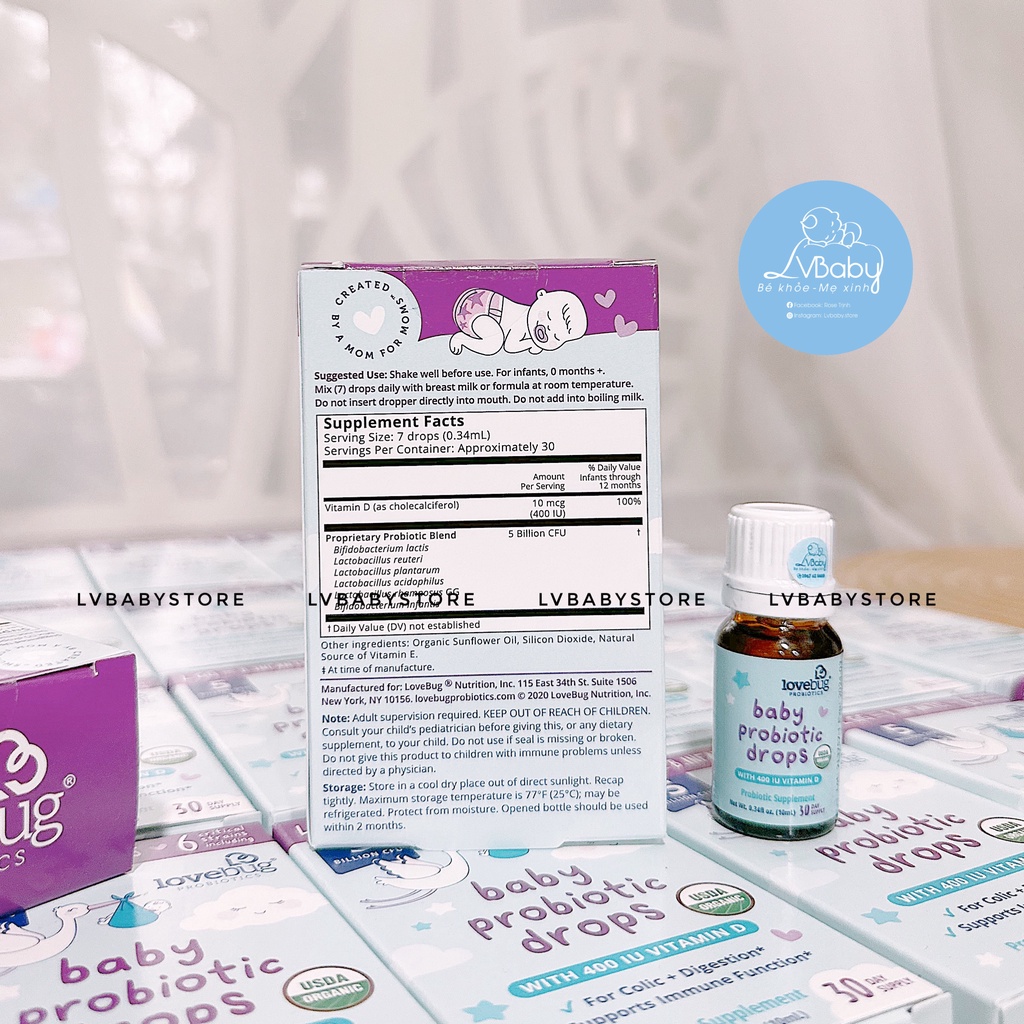 Lovebug Nhỏ Giọt + Vitamin D3 cho bé sơ sinh