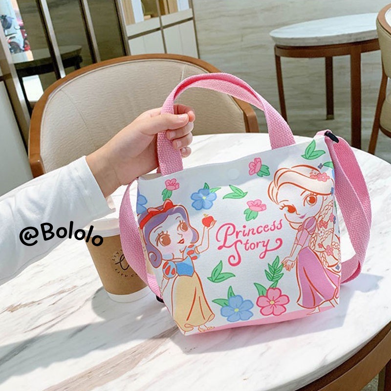 Bololo Túi Đeo Vai Vải Canvas Họa Tiết Hoạt Hình Kiểu Hàn Quốc Dễ Thương Cho Bé