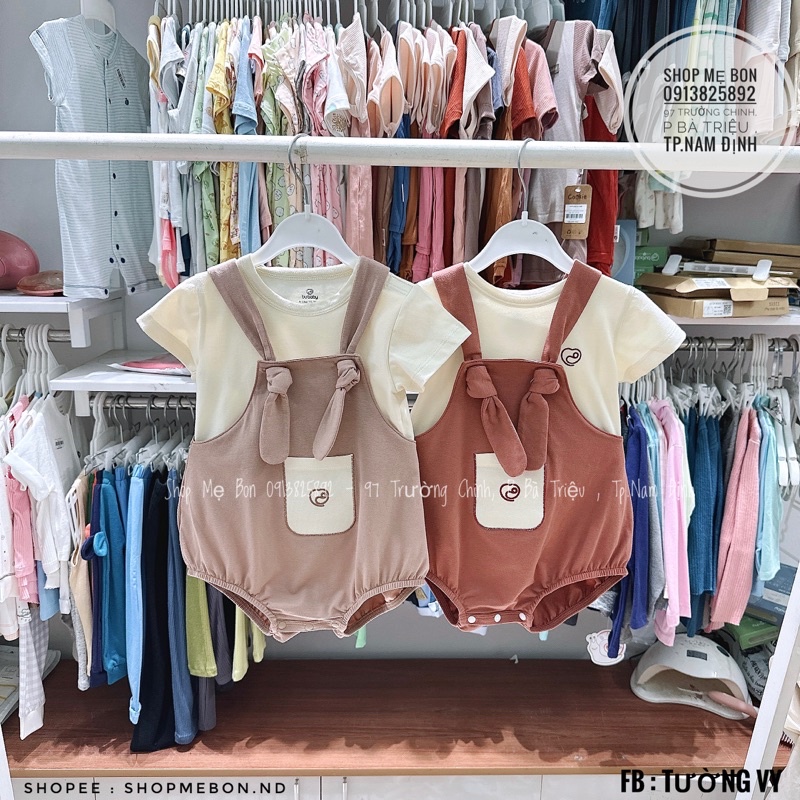 Set quần yếm kèm áo Bu brownie cho bé trai bé gái