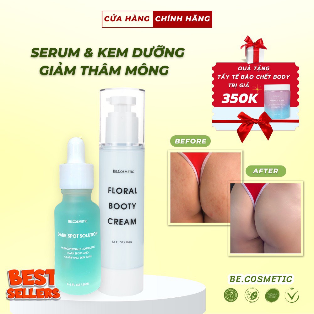 Combo Kem và Serum Giảm Thâm Mông/Nách/Háng/Bẹn (Tặng Tẩy Tế Bào Chết) - Be Cosmetic