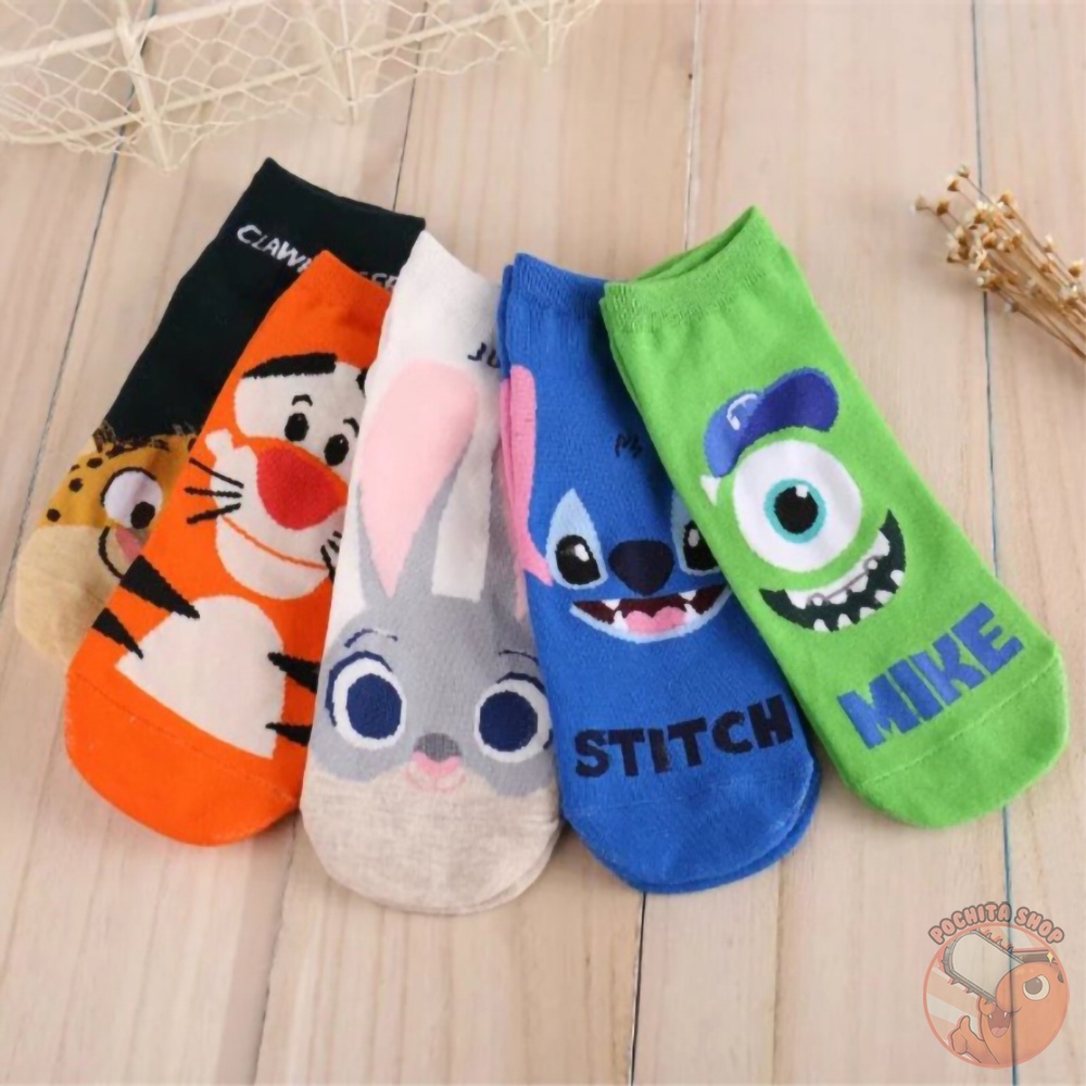 Vớ In Họa Tiết Hoạt Hình Disney Đáng Yêu, Tất Ngắn Cổ Cotton Phong Cách Hoạt Hình Mềm Mại Cho Nam Nữ Mùa Hè Thu Đông