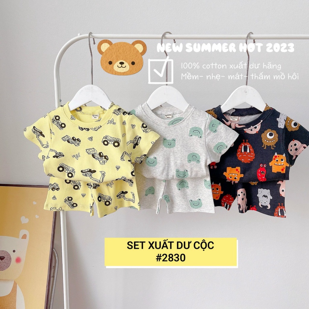 (8-17kg) Set 3 bộ Cotton xuất dư cho bé trai- Bộ cotton cộc tay mùa hè