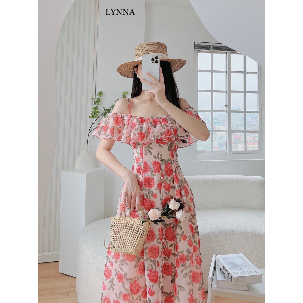 D177 VÁY TRỄ VAI HOA CAM