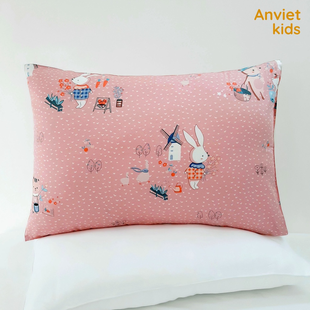 Vỏ gối nằm 50x70 45x65 cm cho bé trai bé gái Cotton Satin cao cấp Anvietkids, bao áo gối nằm 100% sợi tự nhiên mềm mát.