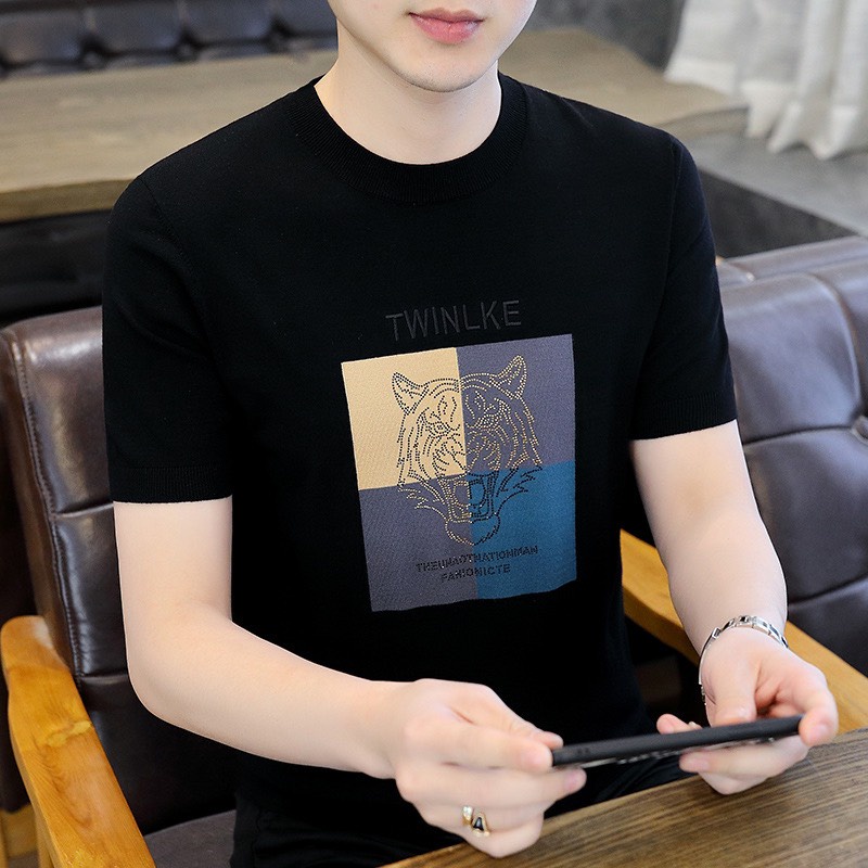 Áo phông nam tay ngắn cổ tròn, Áo thun nam cotton lạnh co giãn 4 chiều mặc thaoir mái 4 mùa AOTHU _VAKAS