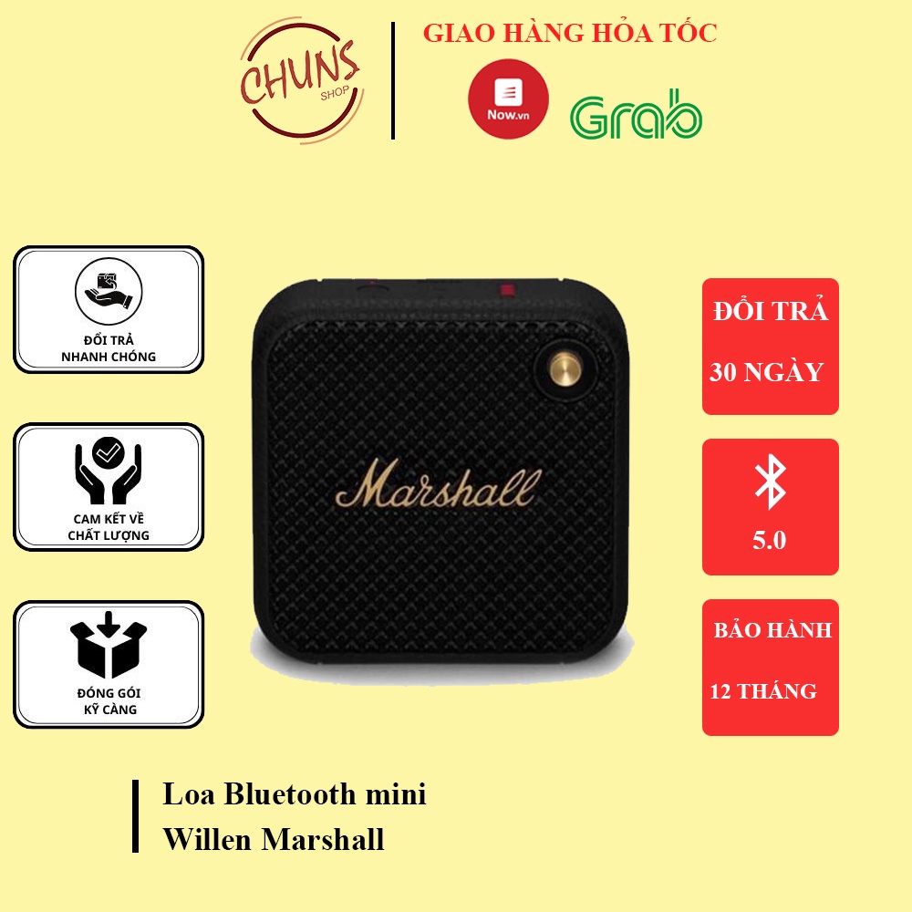 Loa bluetooth Marshall willen không dây bass mạnh cho điện thoại máy tính laptop pc giá rẻ