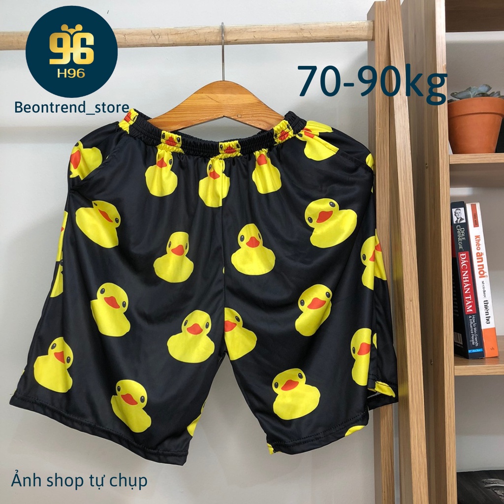 Quần short lửng cartoon unisex ❤️ Quần VỊT ĐEN mặc nhà nam nữ 70-90kg