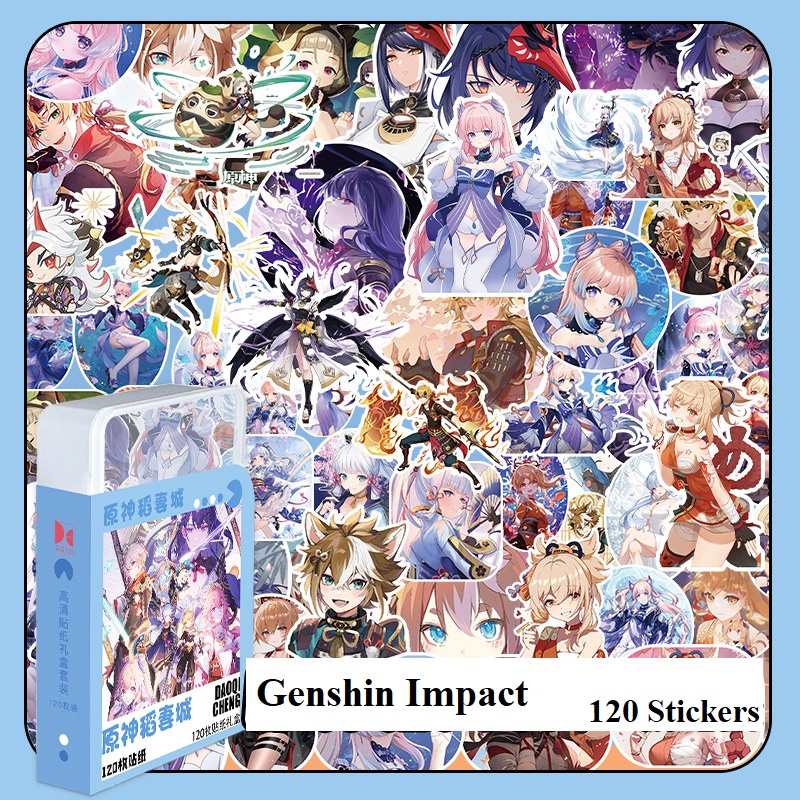 Genshin Impact | Hộp nhựa 120 miếng hình dán Sticker