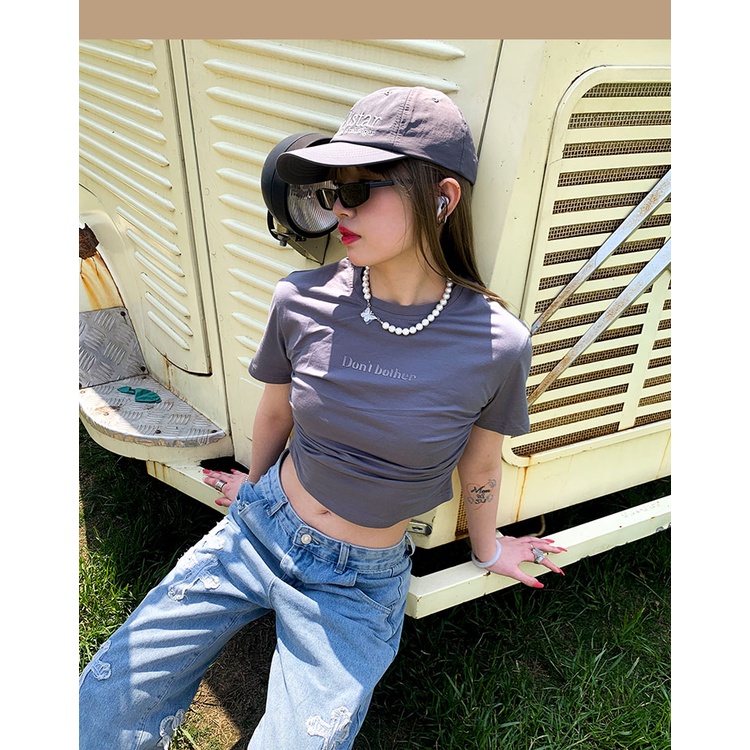 QADCOL Áo Croptop Tay Ngắn Hở Vai Xếp Ly Màu Đen Thời Trang Quyến Rũ Cho Nữ