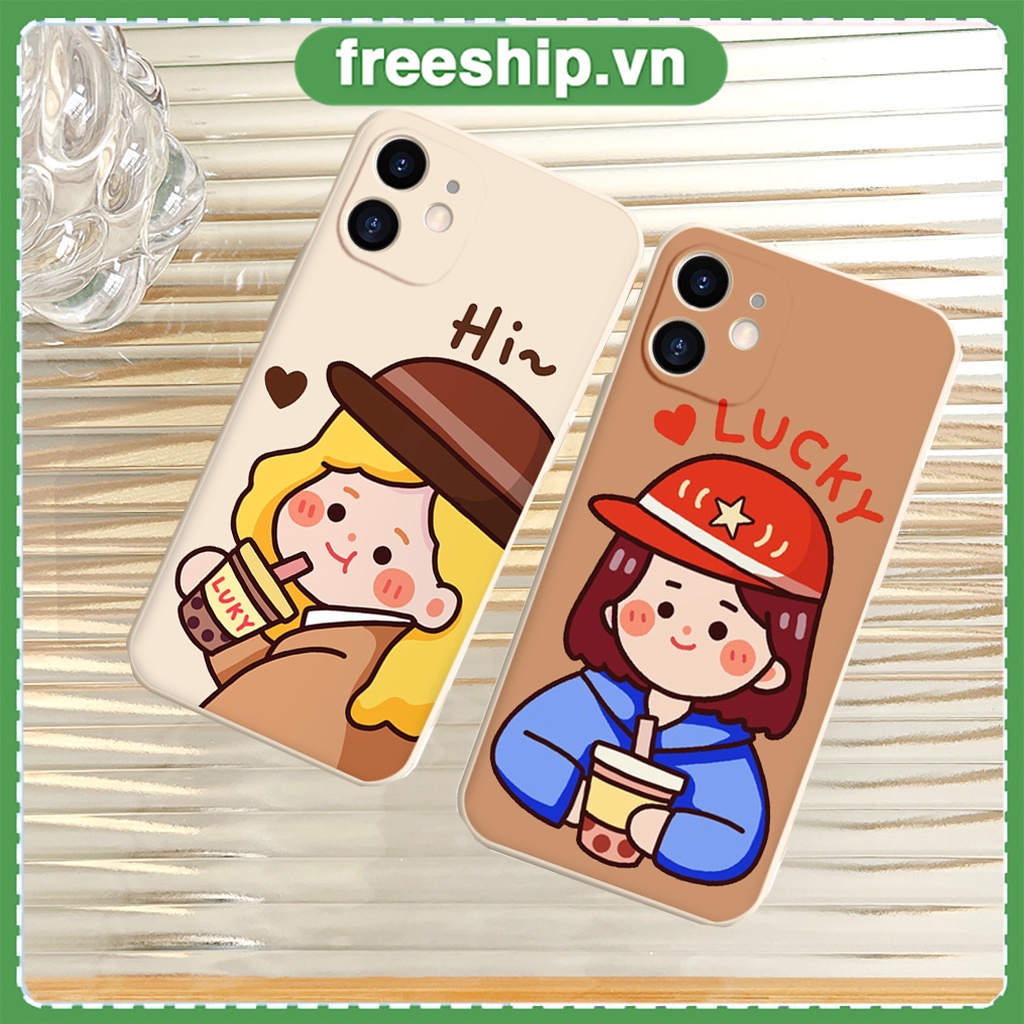 Ốp lưng iphone Cute Girl cạnh vuông 6/6plus/6s/6splus/7/7plus/8/8plus/x/xr/xs/11/12/13/pro/max/plus/promax