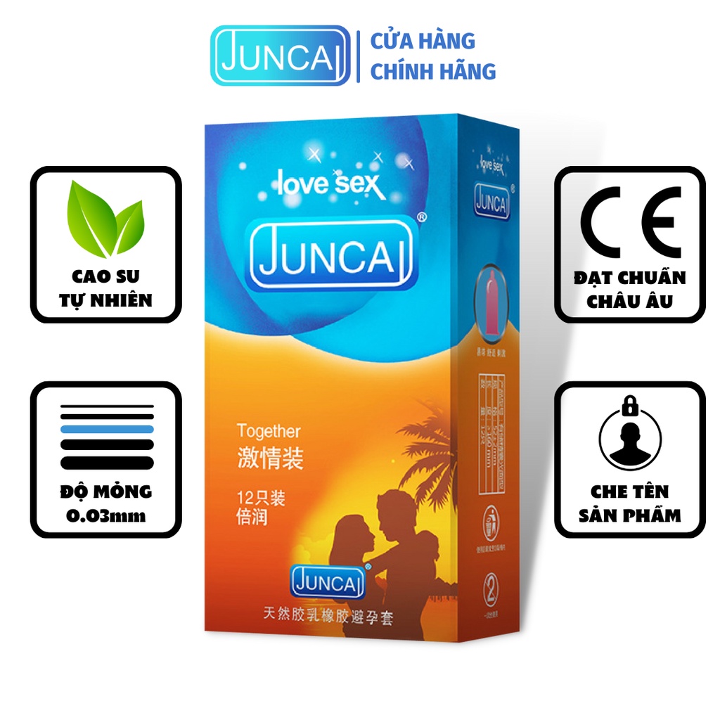 Bao cao su JUNCAI Together tăng độ nhạy, ma sát ( hộp 12 bao)