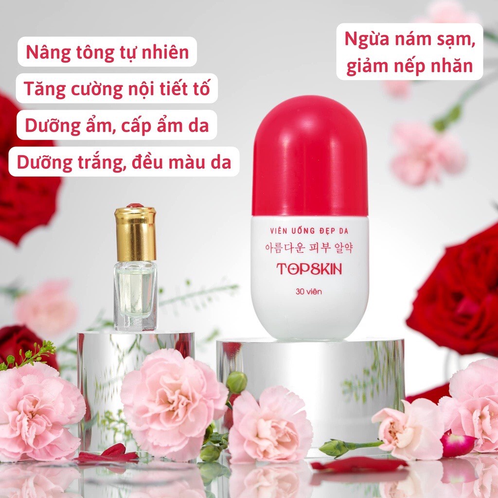 Viên uống đẹp da TopSkin Chính Hãng giúp trắng da cấp ẩm giảm thâm nám mờ tàn nhang tăng cường nội tiết tố hộp 30 viên | BigBuy360 - bigbuy360.vn