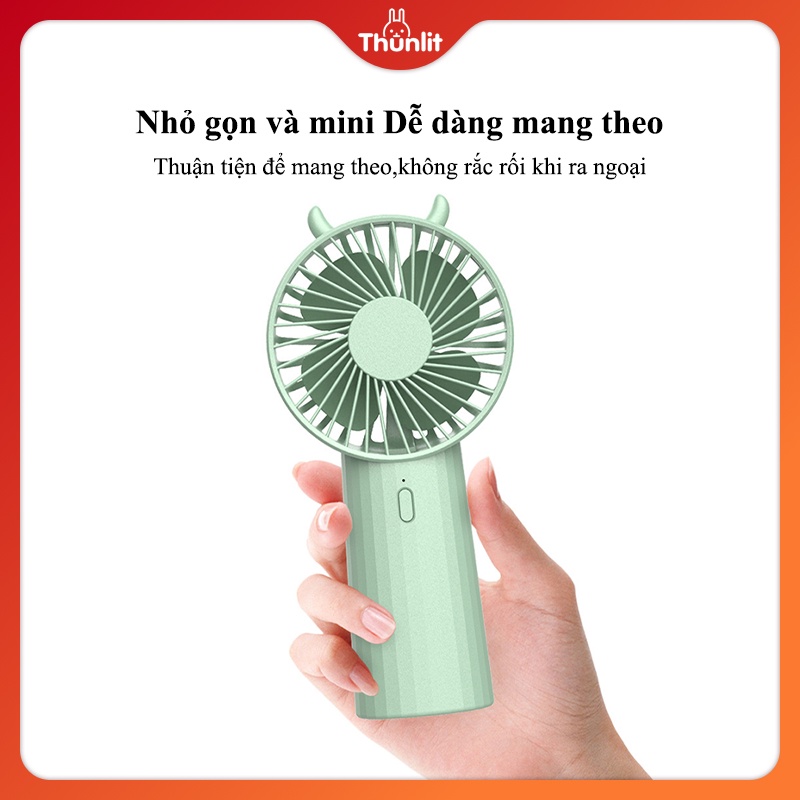Quạt di động ngoài trời THUNLIT hoạt động pin 5000mAh để bàn chạy yên tĩnh có giá đỡ