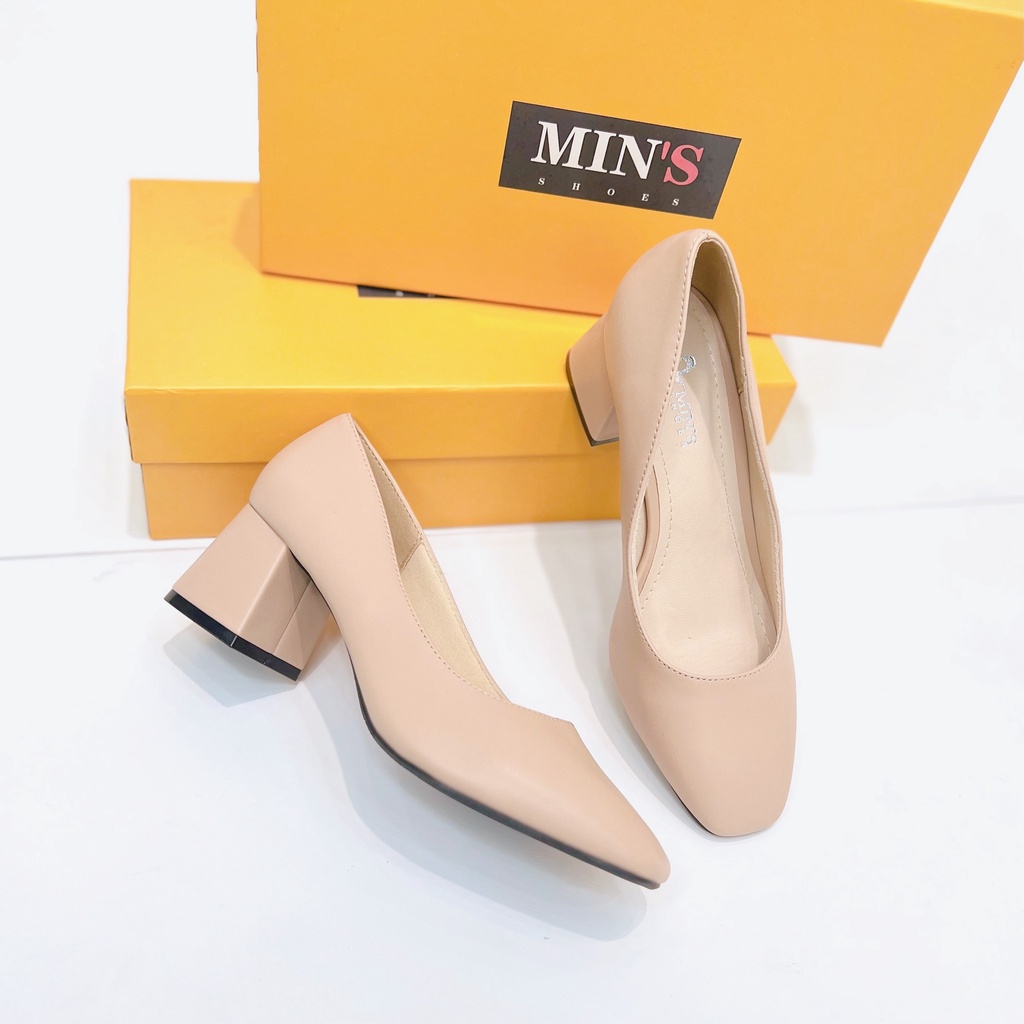 Min's Shoes - Giày Gót Vuông Da Lì Mềm Cao Cấp V262