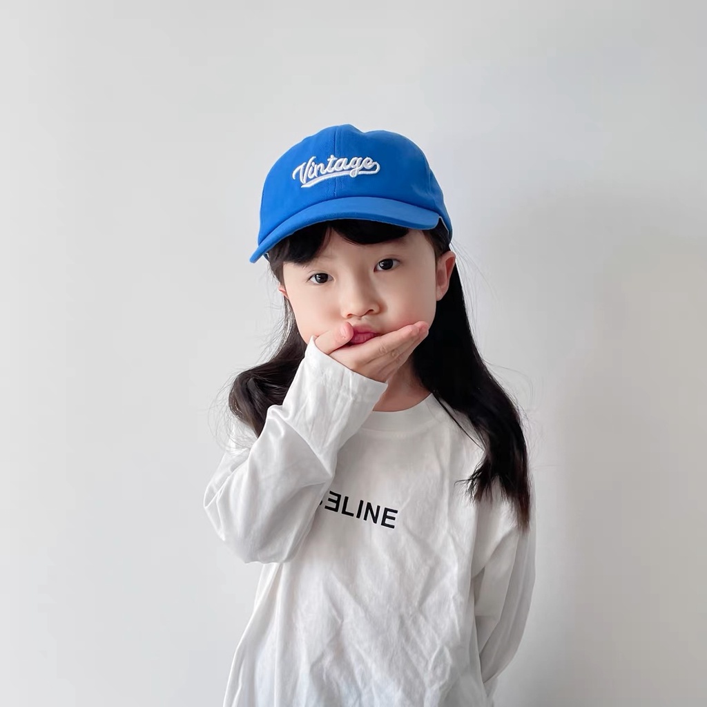 Mũ Vải Canvas Thêu Chữ Thời Trang Bốn Mùa Xinh Xắn Dành Cho Bé