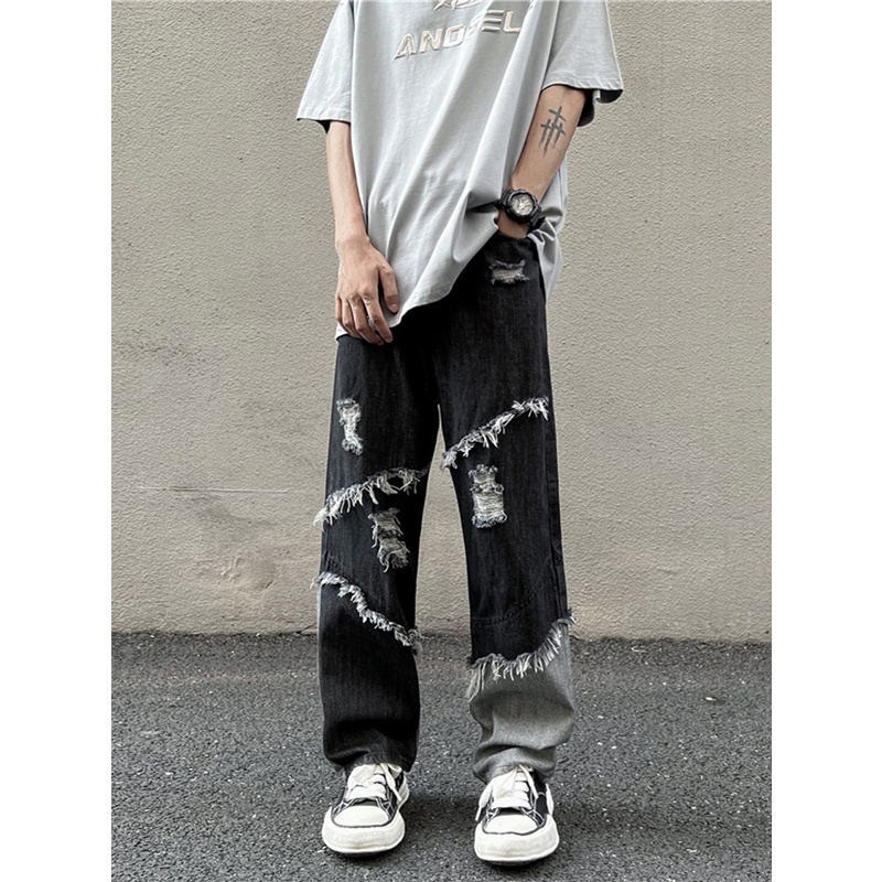 Quần Baggy Nam/Nữ Rách Thời Trang Unisex Quần Jean Ống Đứng Oversize from rộng Phong Cách Hàn Quốc Trẻ Trung