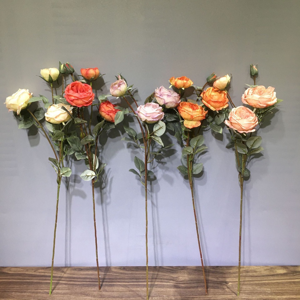 Cành Hoa Hồng Giả Mô Phỏng David Austin Rose - Cành Hoa Decor - Chất Liệu Cao Cấp