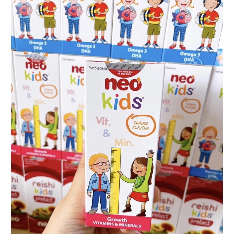 ( mã 250 inb shp) Neo Kids Growth - Bổ sung 18 Vitamin và khoáng chất, hỗ trợ bé biếng ăn,tiêu hóa kém,ốm yếu