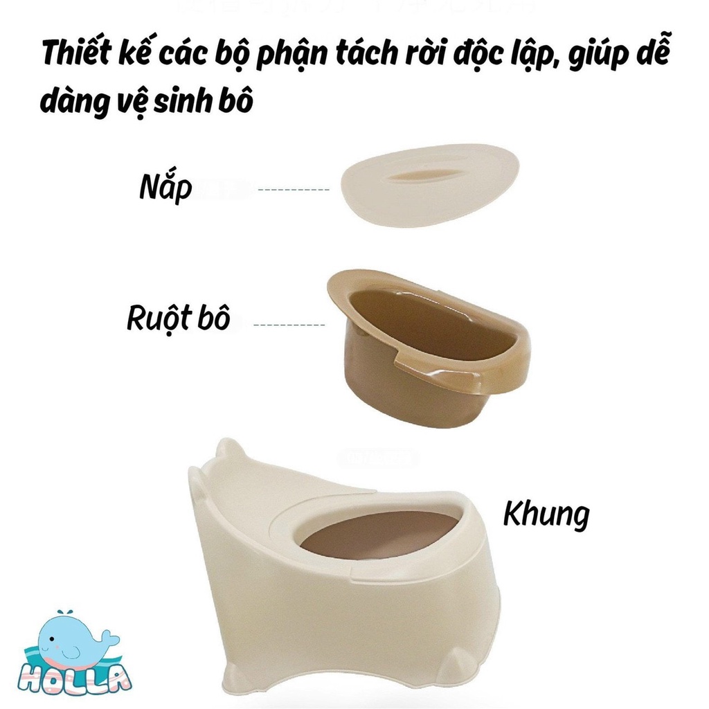 [Mã SMKB151 giảm 10% đơn 500.000Đ] [Kèm Đệm][Tặng Cọ rửa] Bô trẻ em hình con hà mã - con vịt ngộ nghĩnh