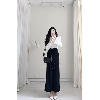 Chân váy thun zip dáng dài co giãn Samhyewear
