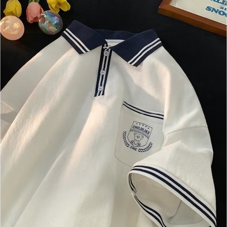 Áo Thun Polo Ngắn Tay Dáng Rộng Thời Trang Hàn Quốc Dành Cho Nam áo polo nam form rộng áo polo nữ áo polo nam trắng polo unisex áo polo nam đẹp