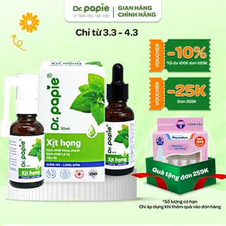 Xịt Họng Dr.Papie Dịch Chiết Húng Chanh Hỗ Trợ Giảm Ho