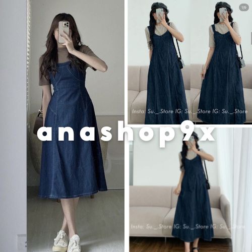 Đầm vải bỏ mềm chun lưng co dãn hàn quốc ANASHOP9X