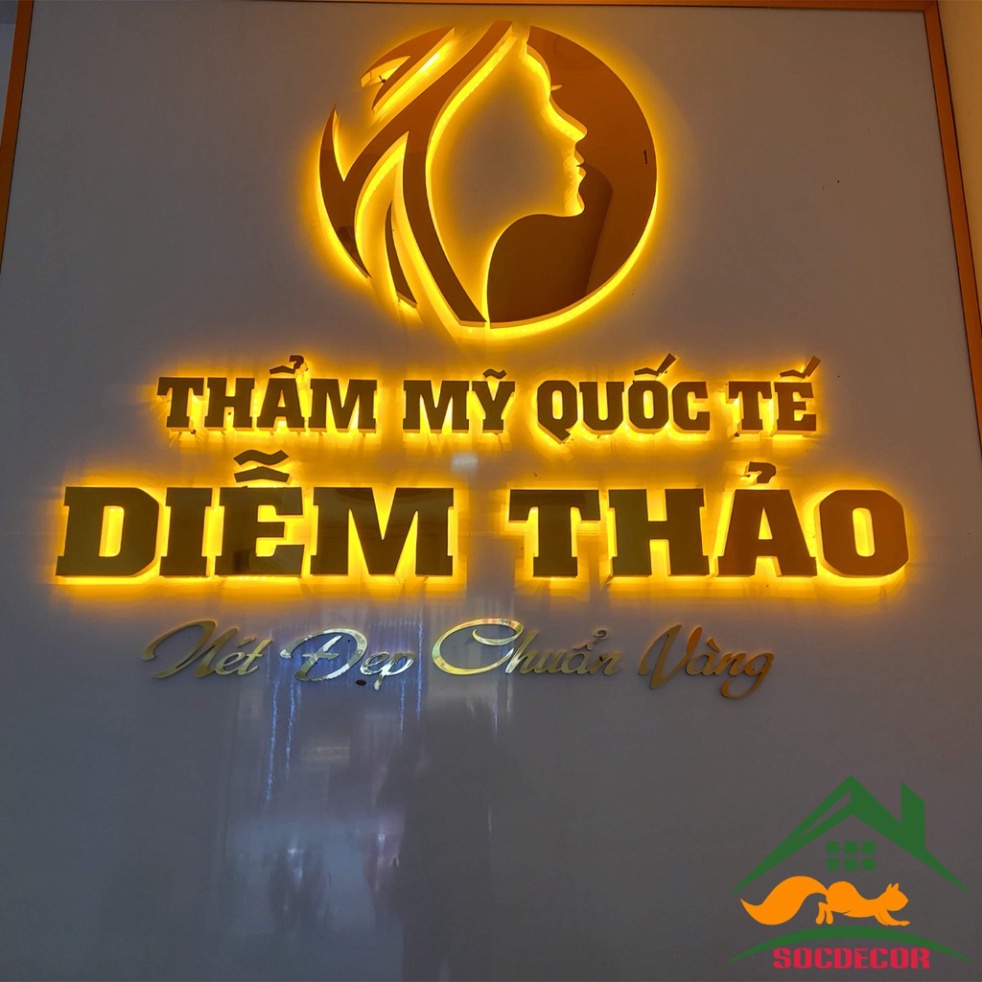 Logo Chữ Nổi Đèn Hắt Sáng Chân.Biển Alu Nổi.Logo Sáng Chân Mặt Alu Gương-Gia Công Theo Yêu Cầu.