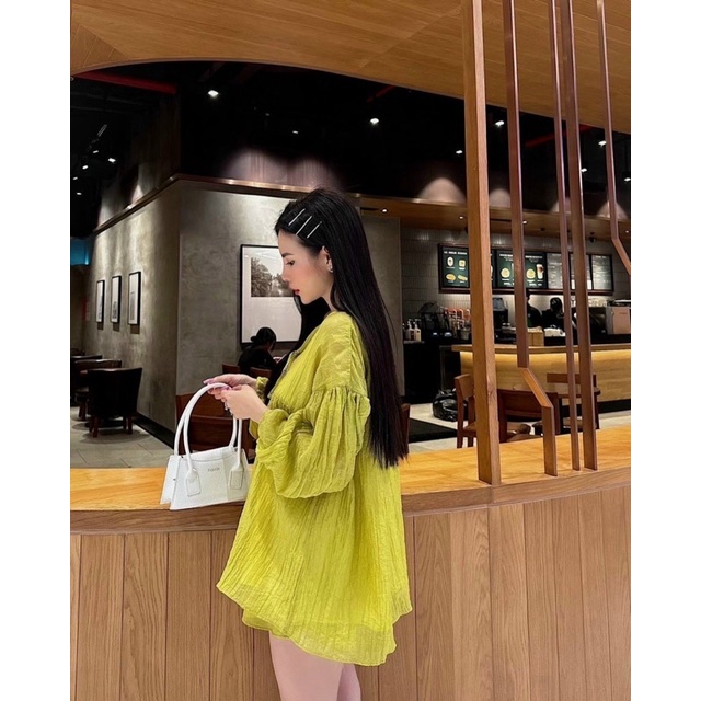 Set Bộ Babidoll Tay Phồng Kèm Quần Short Màu Hottreen