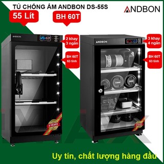 Tủ chống ẩm chính hãng 55 Lít Andbon DS-55S, 2-3 khay