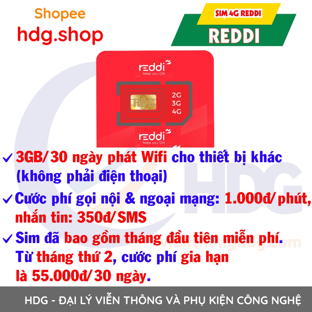 Sim Reddi không giới hạn data tốc độ cao, sóng vinaphone - hdg.shop