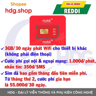 Sim Reddi không giới hạn data tốc độ cao, sóng vinaphone - hdg.shop