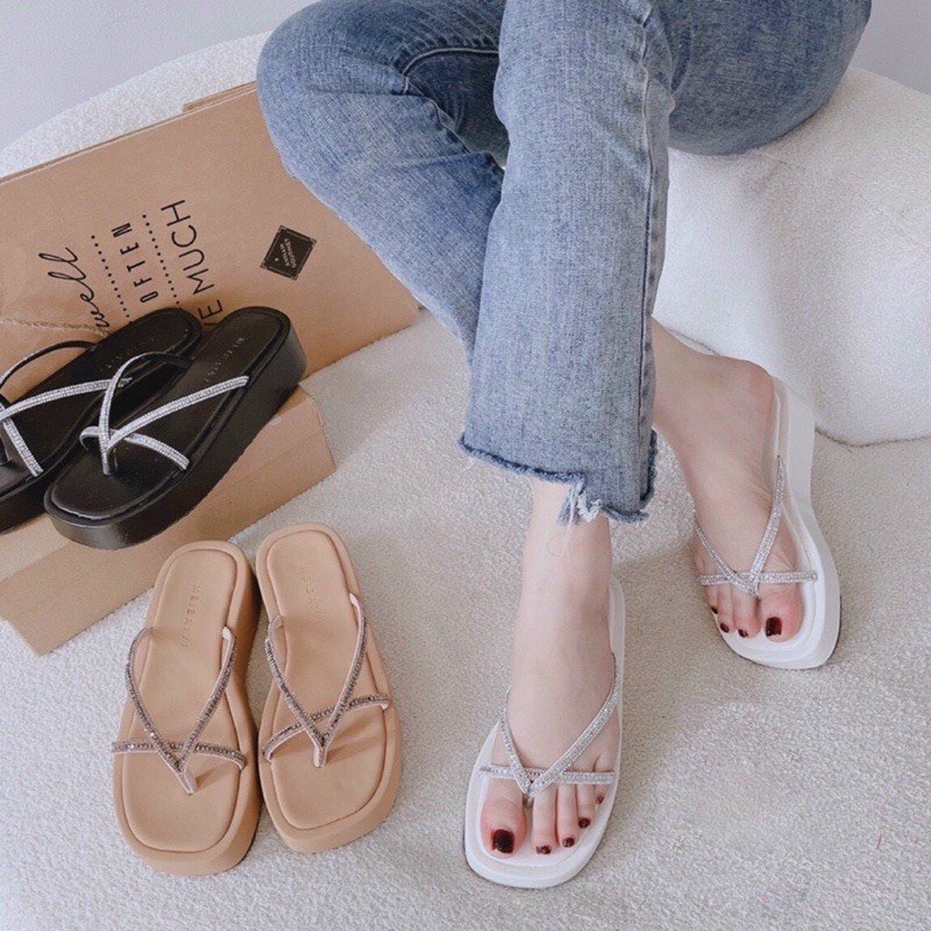 Dép kẹp đế xuồng quai đá đi chơi đi biển siêu HOT 3cm nhiều màu DOZIMAX