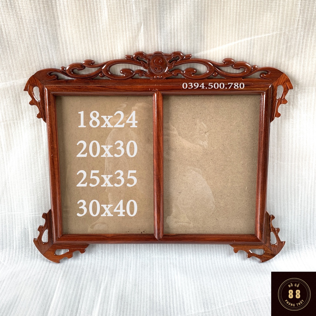 Khung ảnh thờ đôi treo tường họa tiết cổ điển đơn giản cỡ ảnh 20x30,25x35,18x24