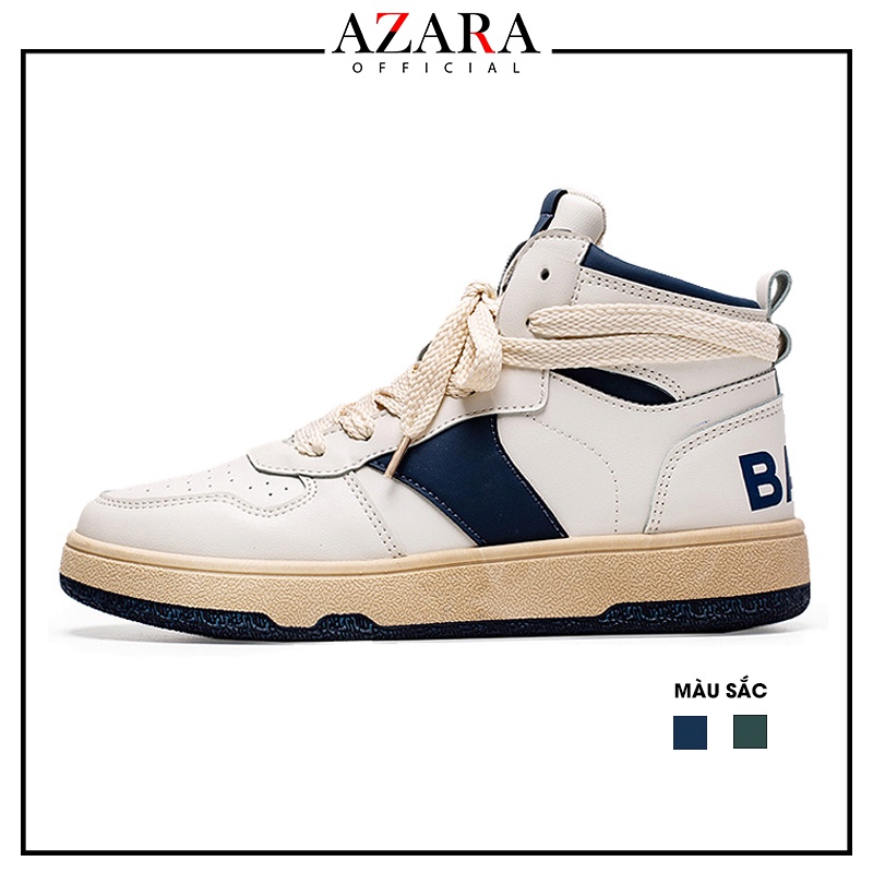 Giày Thể Thao Nam AZARA - Sneaker Màu Xanh Lam - Xanh Lá, Cổ Cao,Vải Thoáng Khí, Phù Hợp Với Mọi Lứa Tuổi - G5523
