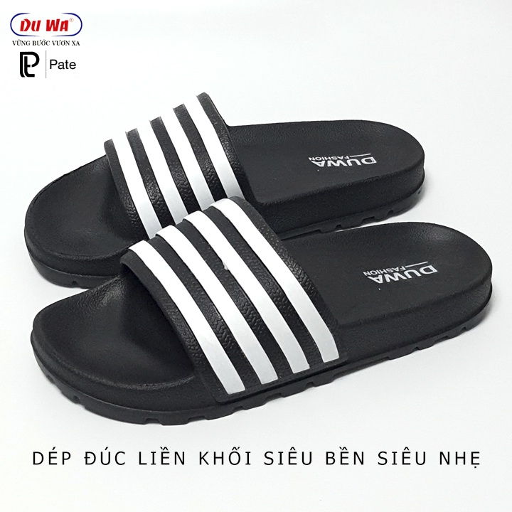 Dép quai ngang nam nữ siêu nhẹ Duwa cao cấp 4 sọc đúc nguyên khối hàng chính hãng