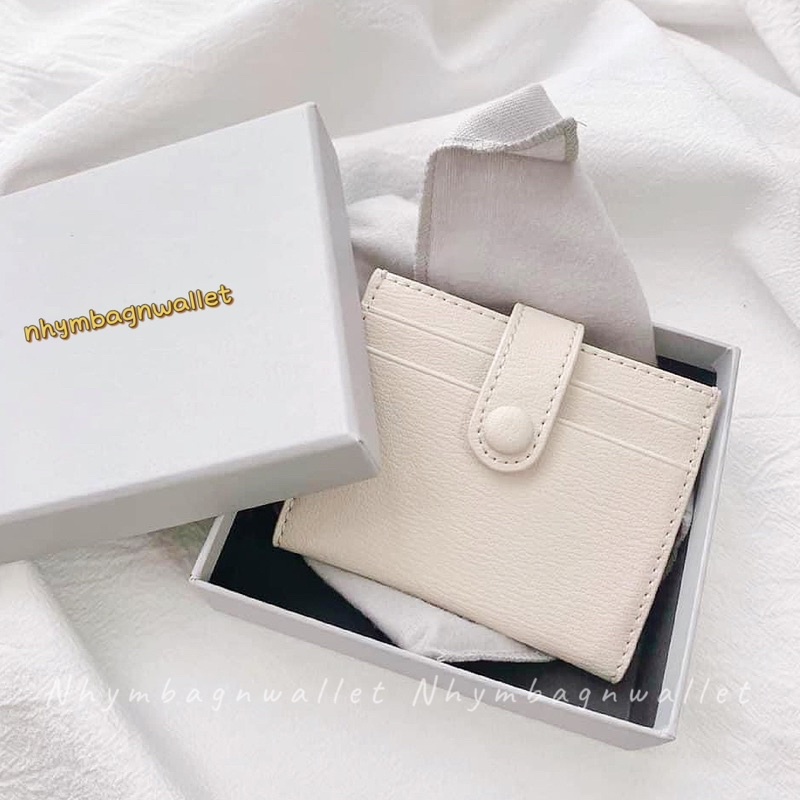 Ví đựng thẻ da sần cúc bấm kèm hộp