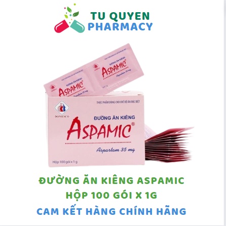 Đường ăn kiêng ASPAMIC Hộp 50 gói - Hộp 100 gói