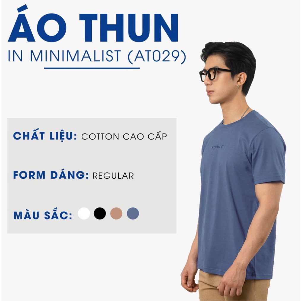 Áo thun nam cổ tròn 4MEN AT029 ngắn tay, in chữ MINIMALIST, vải thun cotton đẹp dày dặn, thoáng mát