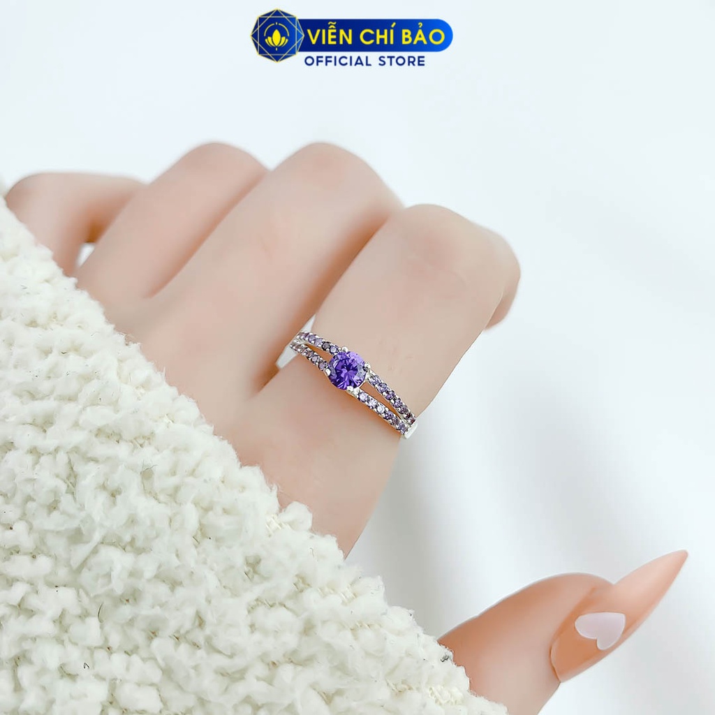 Nhẫn bạc nữ lãng mạn tím chất liệu bạc 925 thời trang phụ kiện trang sức Viễn Chí Bảo N700232