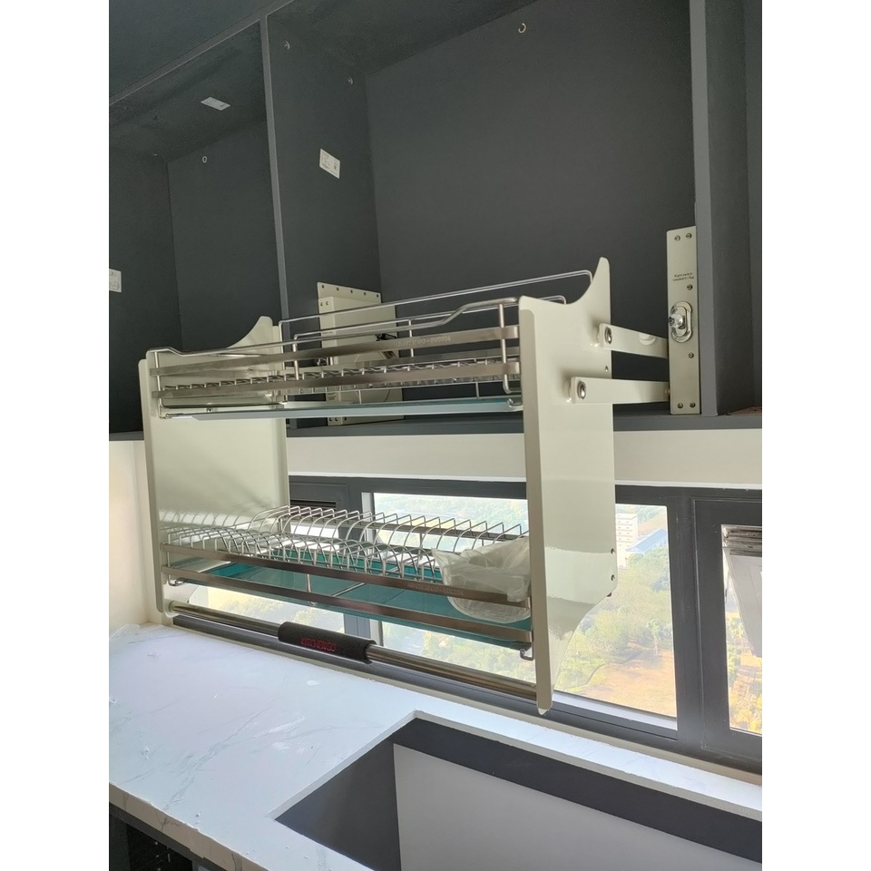 Giá Bát Nâng Hạ KitchenGo Màu Trắng Kích Thước 700,800,900 - Hàng Chính Hãng