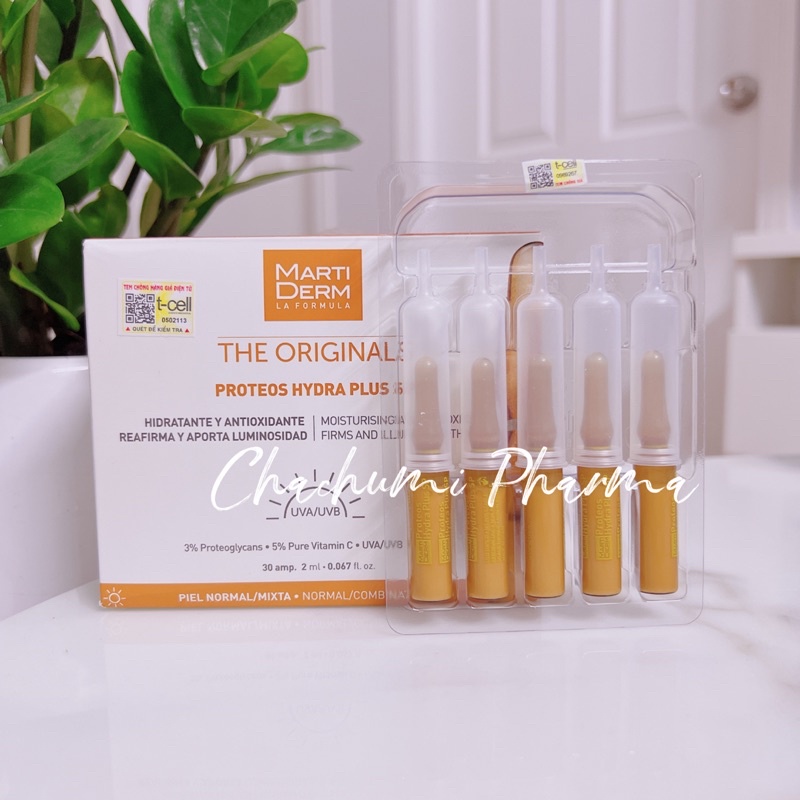 Martiderm the originals proteos hydra plus SP ampoule dưỡng ẩm, làm săn chắc & ngừa lão hoá da ban ngày