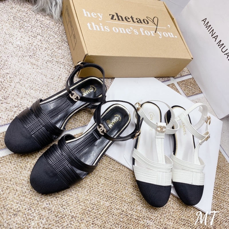 Sandan bít mũi mẫu mới 2023, gót 2cm xinh xắn, hàng quảng châu cao cấp đầy đủ hộp túi