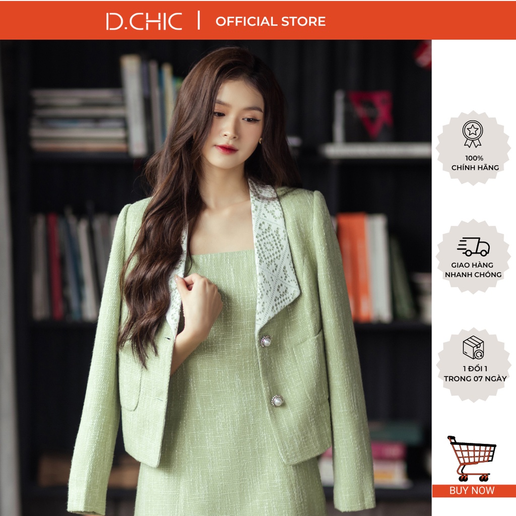 Áo khoác cổ bẻ phối ren D.CHIC MS: 160597