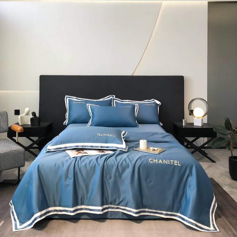 Bộ chăn ga gối Chanitel chăn chần bông siêu mềm mịn